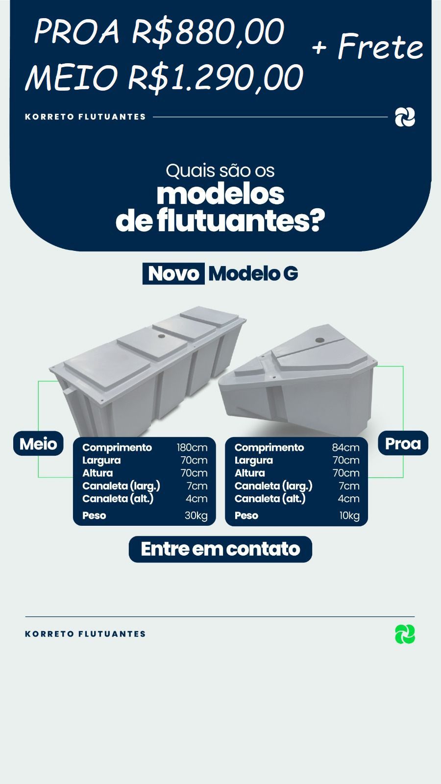 Flutuador Korreto Modelo G em polietileno